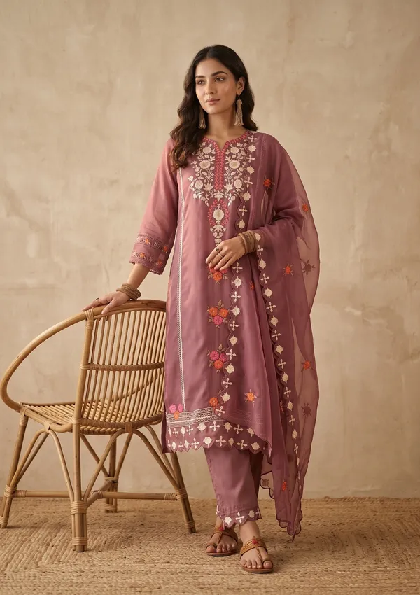 Mauve_Threadwork_Organza_Readymade_Salwar_Suit