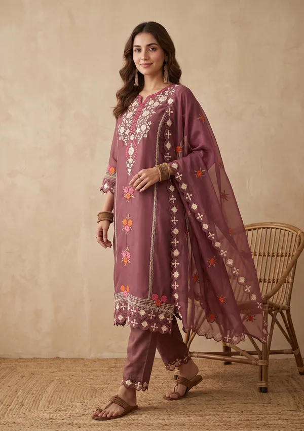 Mauve_Threadwork_Organza_Readymade_Salwar_Suit