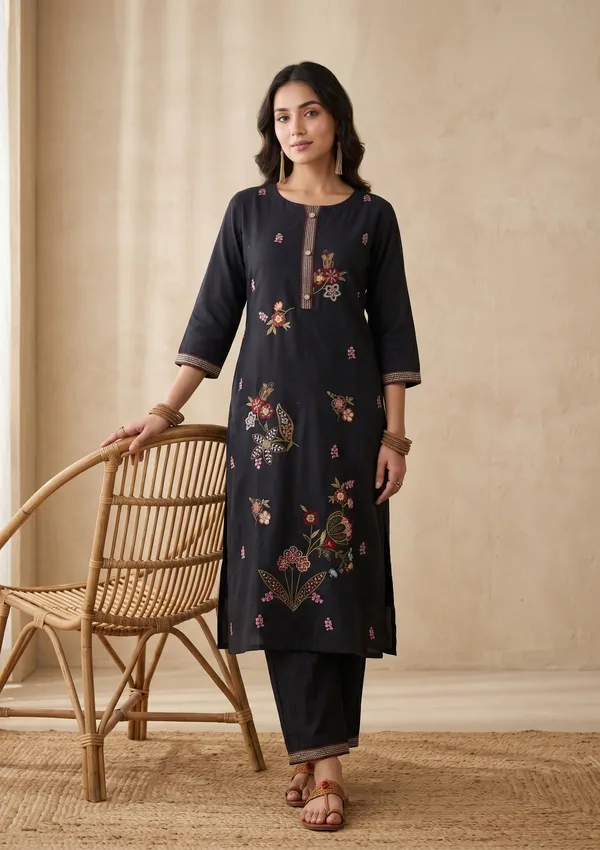 Black_Threadwork_Art_Silk_Readymade_Salwar_Suit