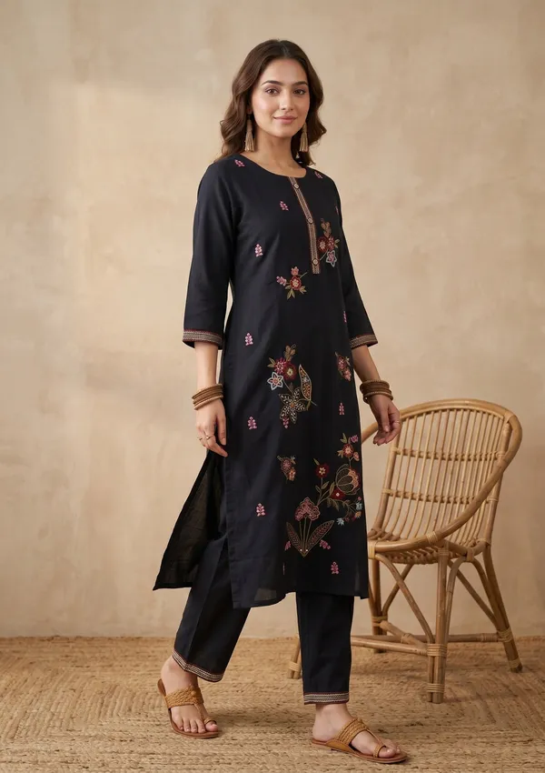 Black_Threadwork_Art_Silk_Readymade_Salwar_Suit