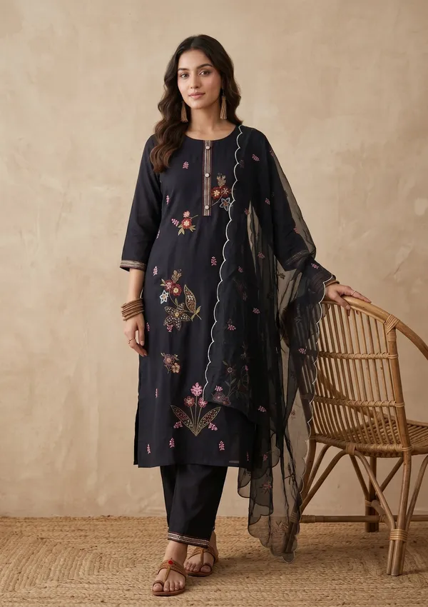 Black_Threadwork_Art_Silk_Readymade_Salwar_Suit