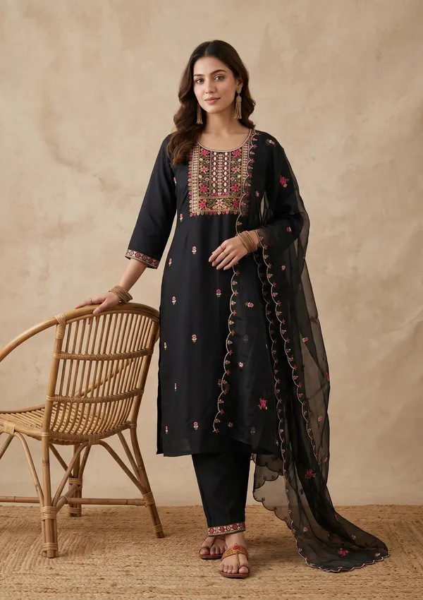 Black_Threadwork_Art_Silk_Readymade_Salwar_Suit