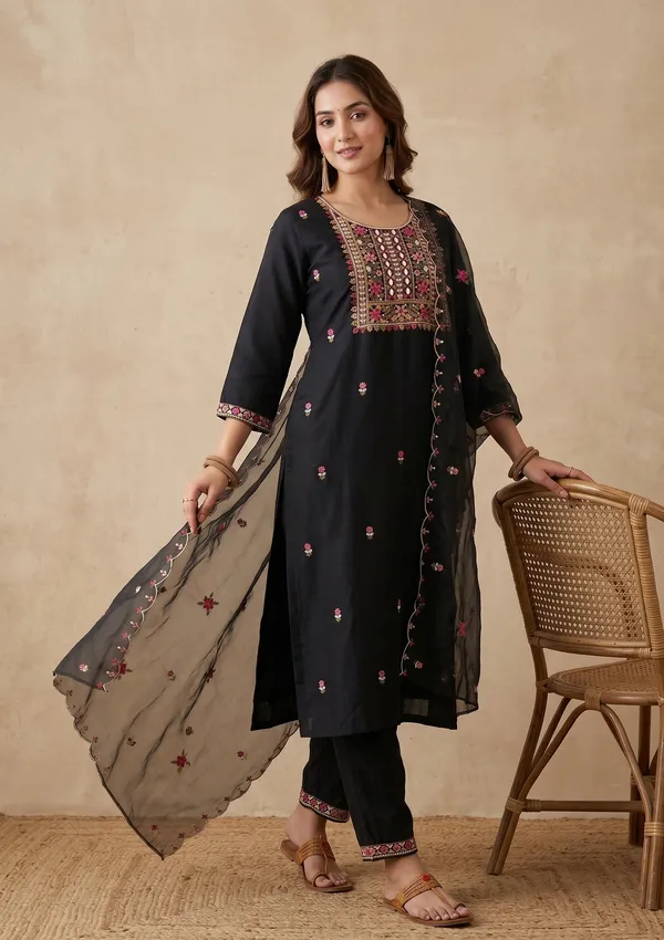 Black_Threadwork_Art_Silk_Readymade_Salwar_Suit