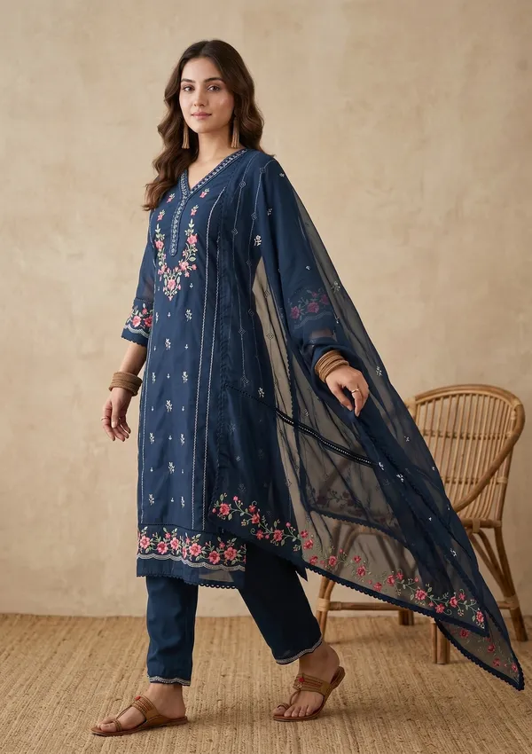 Navy_Blue_Threadwork_Chanderi_Readymade_Salwar_Suit