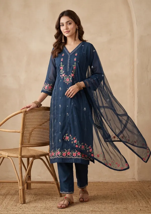 Navy_Blue_Threadwork_Chanderi_Readymade_Salwar_Suit