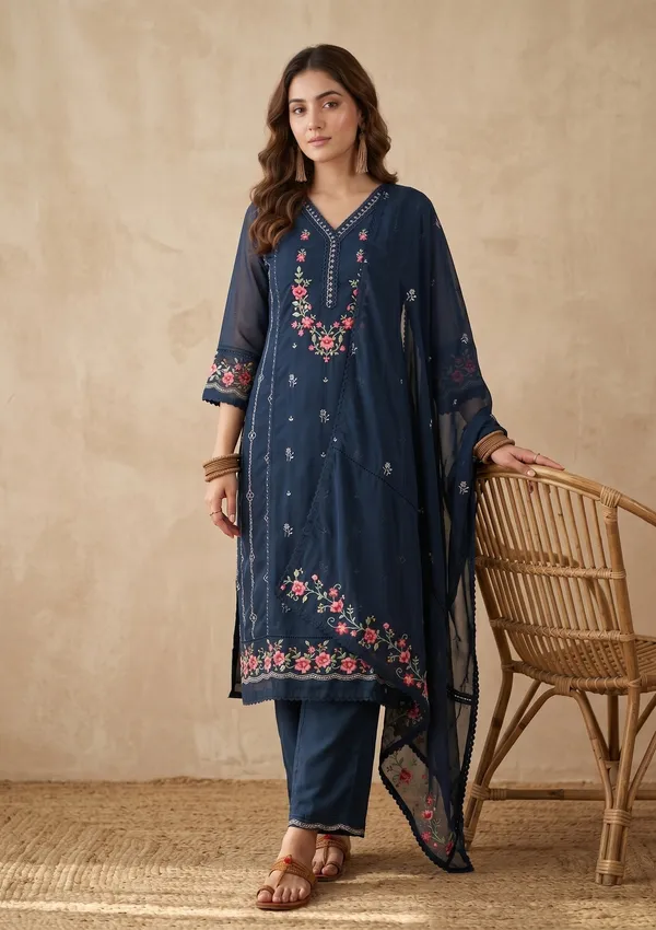 Navy_Blue_Threadwork_Chanderi_Readymade_Salwar_Suit