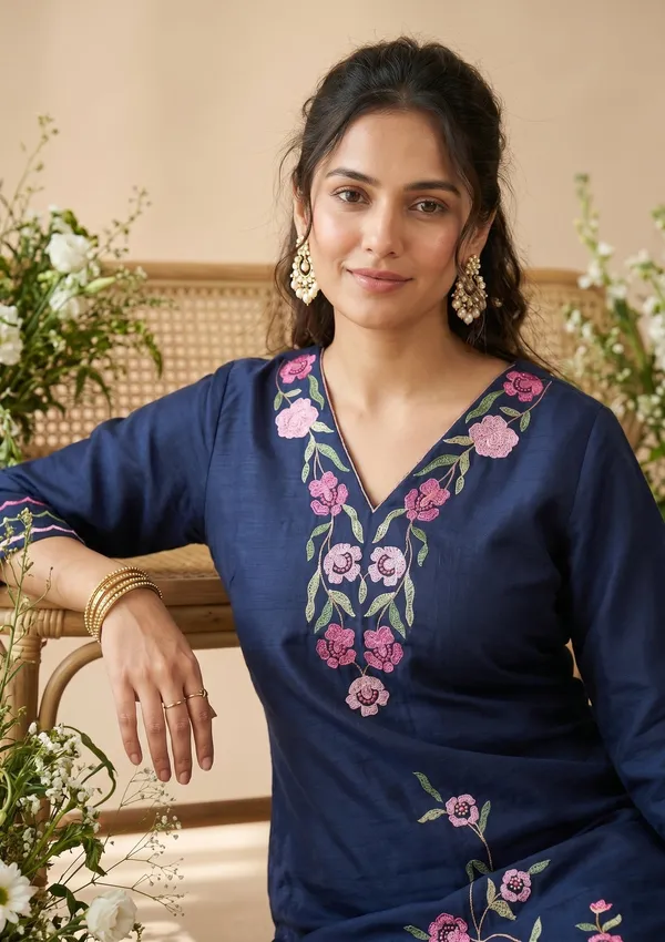 Navy_Blue_Threadwork_Art_Silk_Readymade_Salwar_Suit