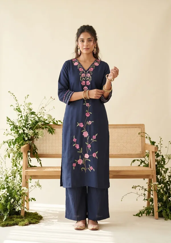Navy_Blue_Threadwork_Art_Silk_Readymade_Salwar_Suit