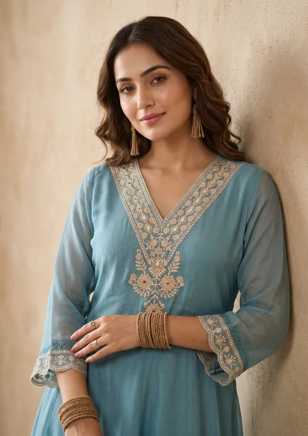 Sky_Blue_Threadwork_Organza_Readymade_Salwar_Suit