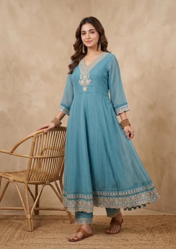 Sky_Blue_Threadwork_Organza_Readymade_Salwar_Suit