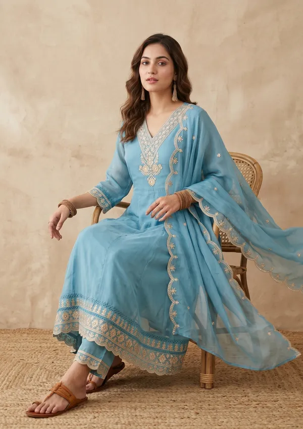 Sky_Blue_Threadwork_Organza_Readymade_Salwar_Suit