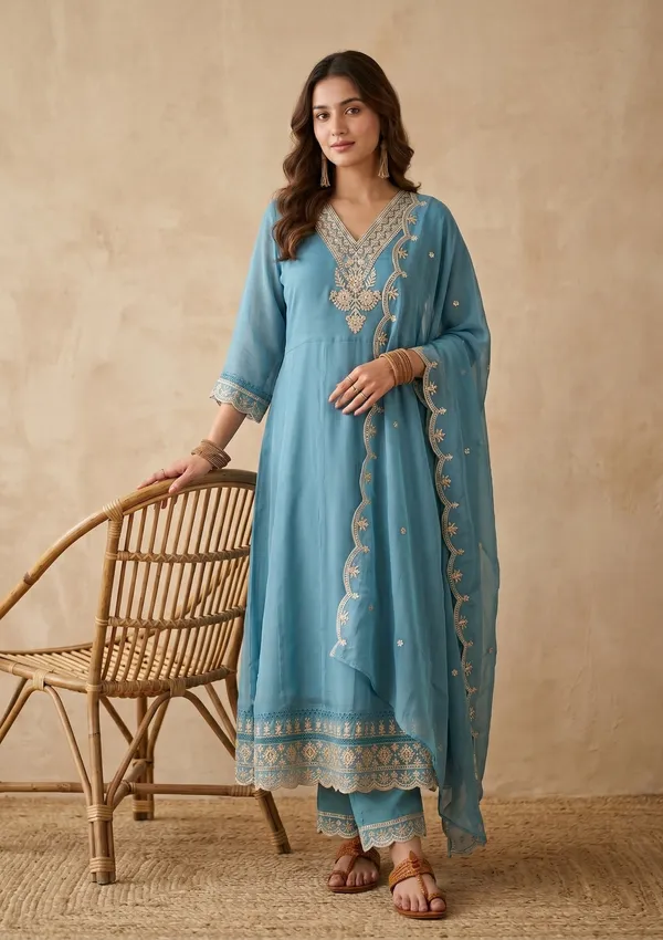 Sky_Blue_Threadwork_Organza_Readymade_Salwar_Suit