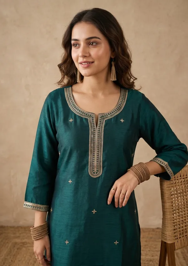 Teal_Green_Zariwork_Gold_Chinon_Readymade_Salwar_Suit