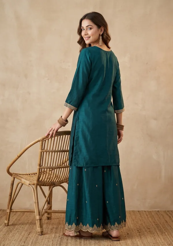 Teal_Green_Zariwork_Gold_Chinon_Readymade_Salwar_Suit