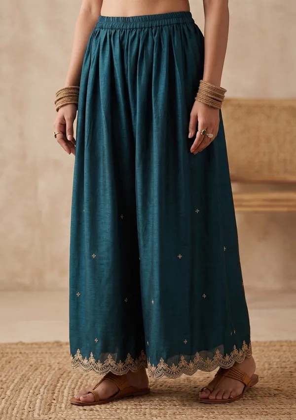 Teal_Green_Zariwork_Gold_Chinon_Readymade_Salwar_Suit