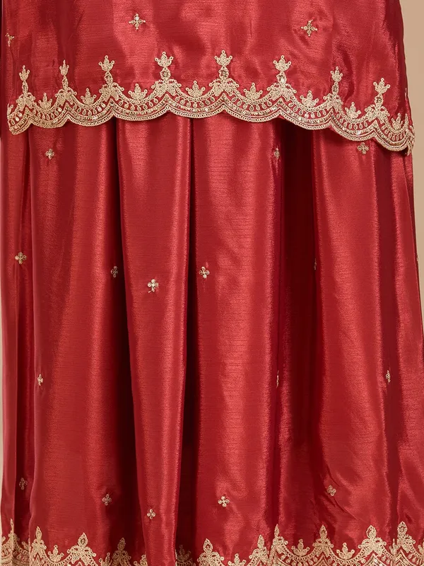 Rust_Zariwork_Gold_Chinon_Readymade_Salwar_Suit