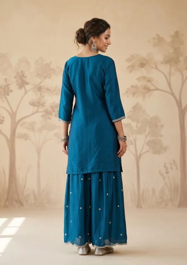 Peacock_Blue_Zariwork_Gold_Chinon_Readymade_Salwar_Suit