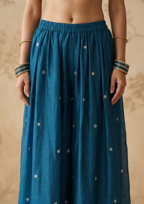 Peacock_Blue_Zariwork_Gold_Chinon_Readymade_Salwar_Suit