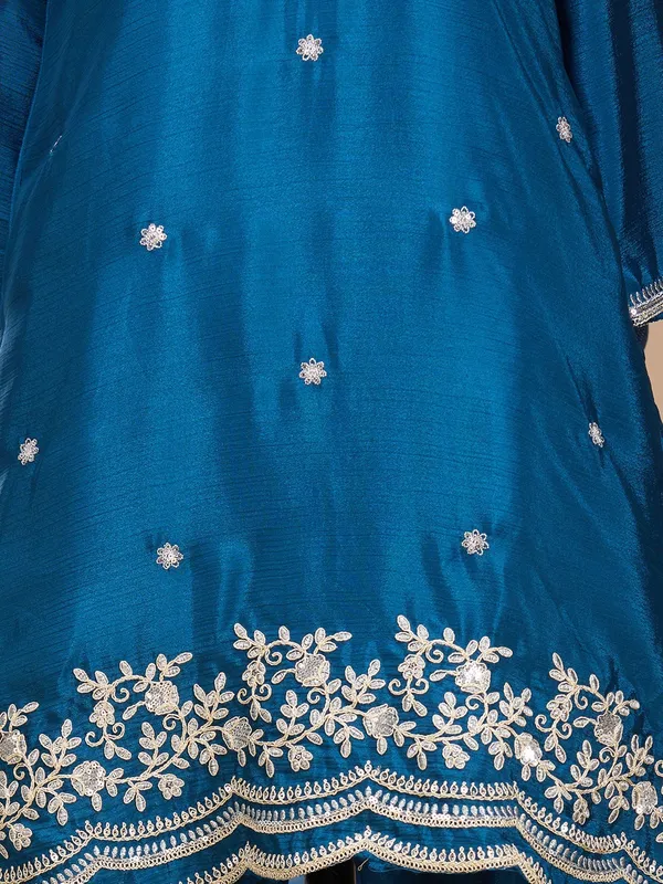 Peacock_Blue_Zariwork_Gold_Chinon_Readymade_Salwar_Suit