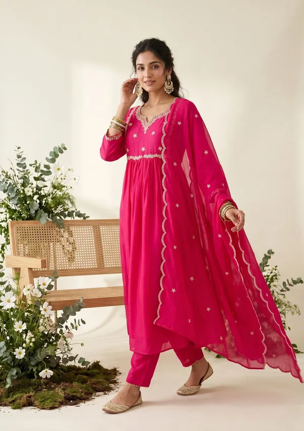 Rani_Pink_Zariwork_Gold_Soft_Raw_Silk_Readymade_Salwar_Suit