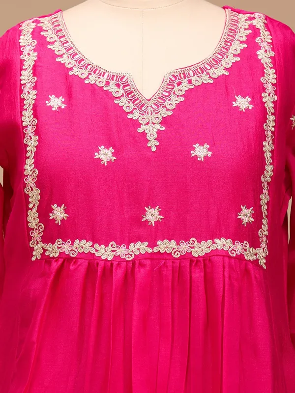 Rani_Pink_Zariwork_Gold_Soft_Raw_Silk_Readymade_Salwar_Suit