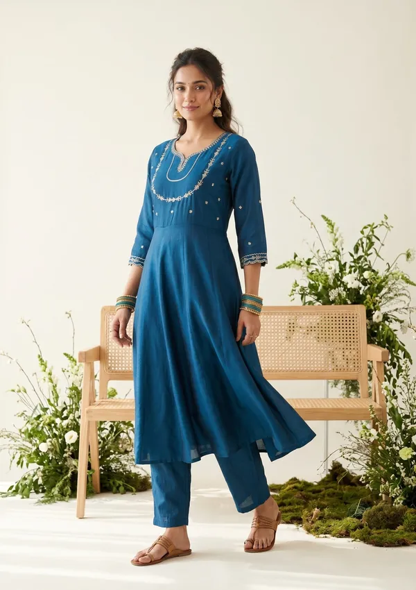 Blue_Zariwork_Gold_Soft_Raw_Silk_Readymade_Salwar_Suit