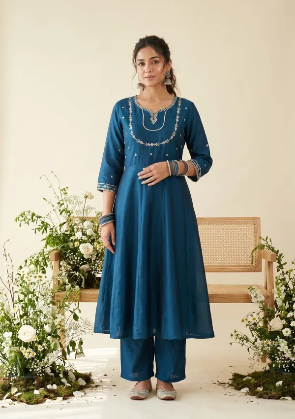 Blue_Zariwork_Gold_Soft_Raw_Silk_Readymade_Salwar_Suit