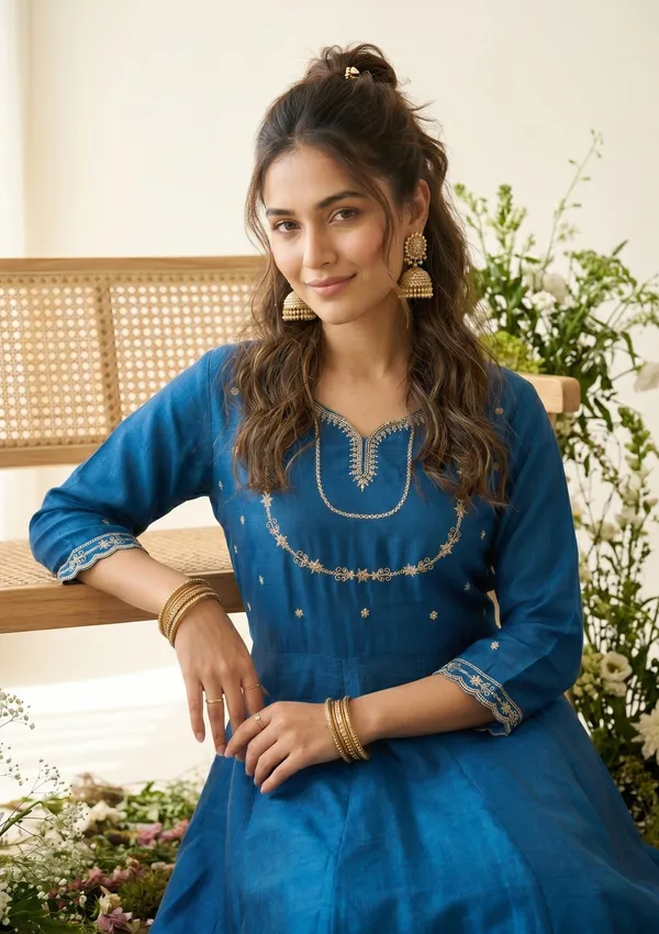 Blue_Zariwork_Gold_Soft_Raw_Silk_Readymade_Salwar_Suit