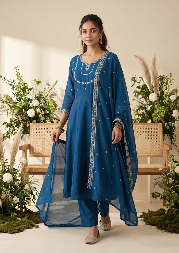 Blue_Zariwork_Gold_Soft_Raw_Silk_Readymade_Salwar_Suit