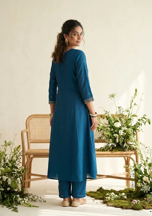 Blue_Zariwork_Gold_Soft_Raw_Silk_Readymade_Salwar_Suit
