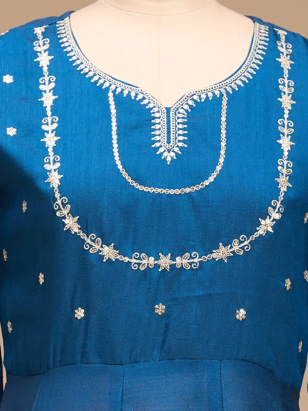 Blue_Zariwork_Gold_Soft_Raw_Silk_Readymade_Salwar_Suit