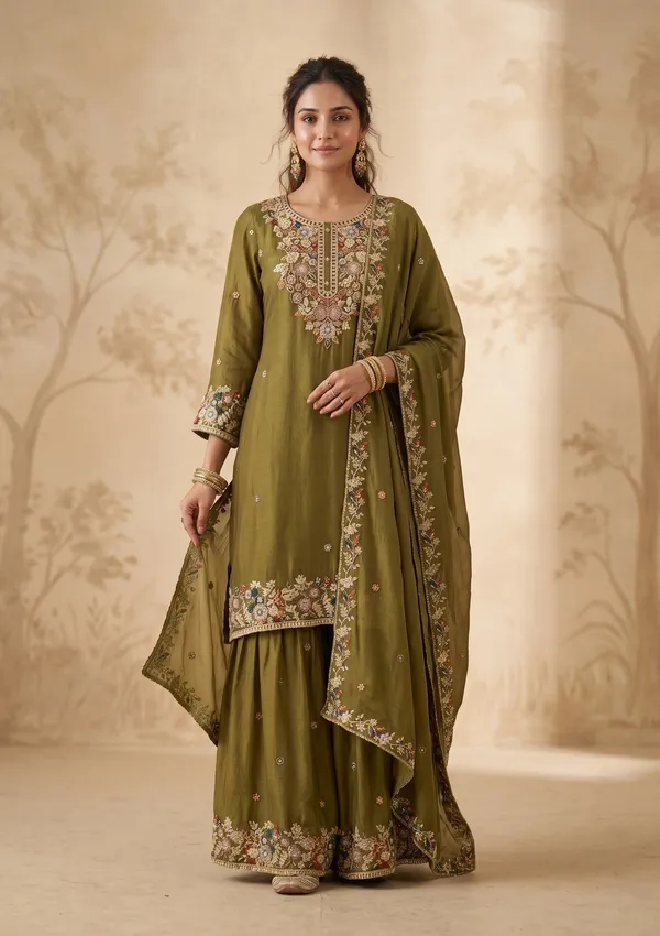 Mehendi_Threadwork_Crepe_Readymade_Salwar_Suit
