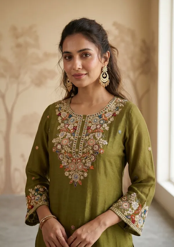 Mehendi_Threadwork_Crepe_Readymade_Salwar_Suit