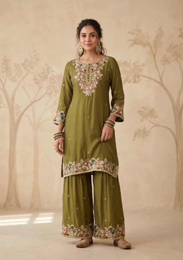 Mehendi_Threadwork_Crepe_Readymade_Salwar_Suit
