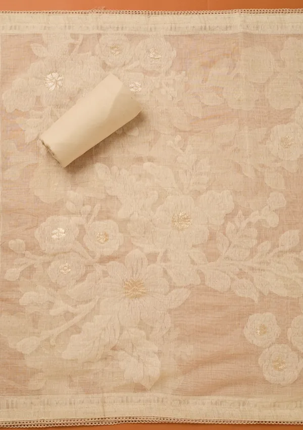 Beige_Threadwork_Cotton_Unstitched_Salwar_Suit