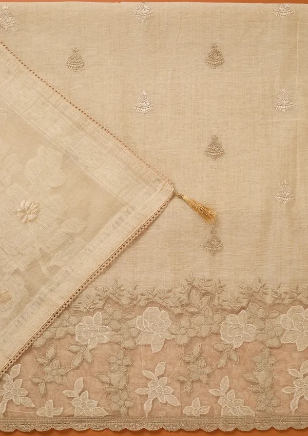 Beige_Threadwork_Cotton_Unstitched_Salwar_Suit
