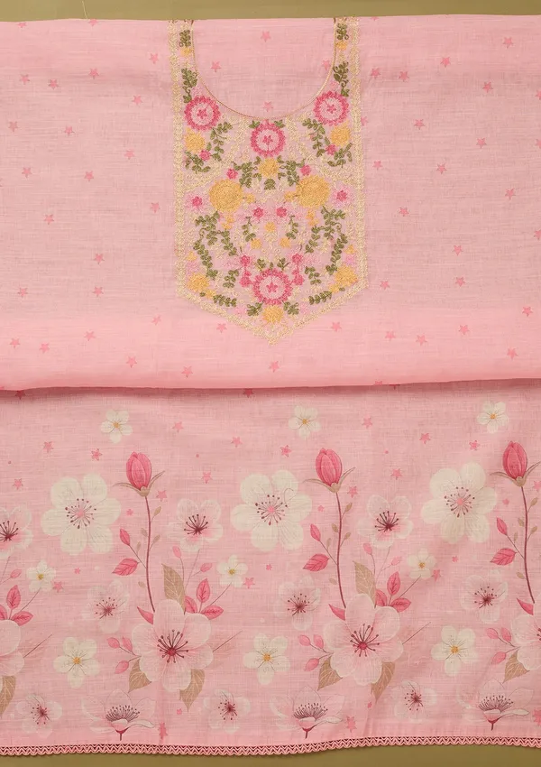 Baby_Pink_Threadwork_Linen_Unstitched_Salwar_Suit