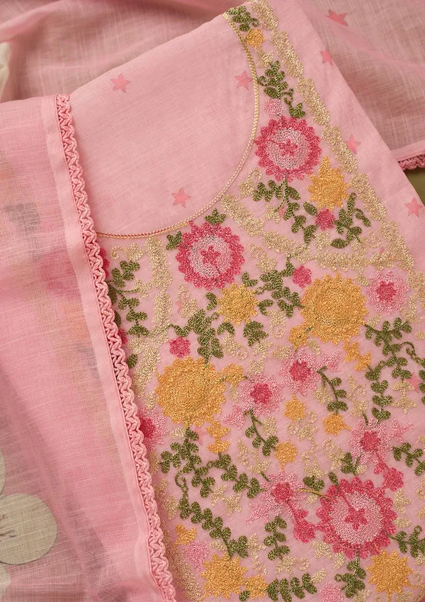 Baby_Pink_Threadwork_Linen_Unstitched_Salwar_Suit