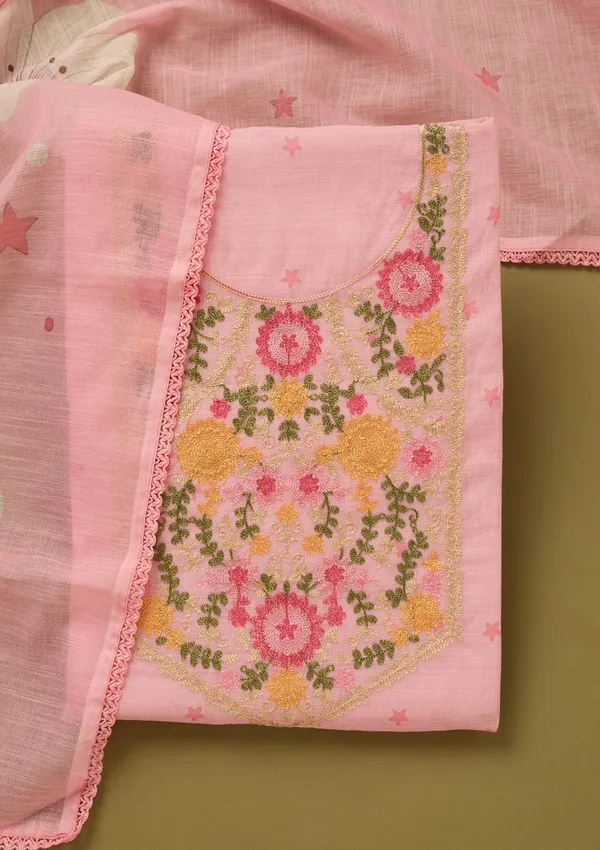 Baby_Pink_Threadwork_Linen_Unstitched_Salwar_Suit