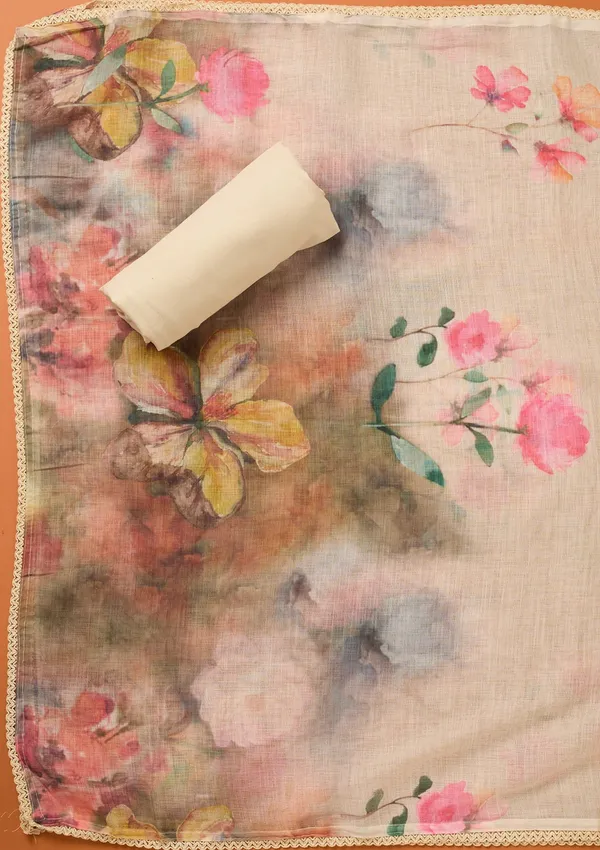 Beige_Threadwork_Linen_Unstitched_Salwar_Suit