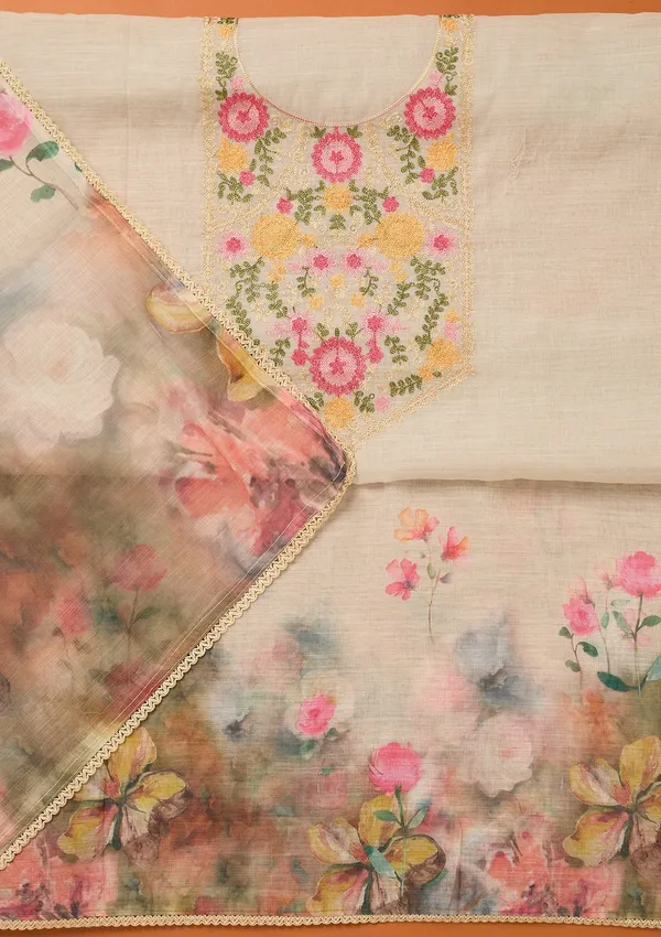 Beige_Threadwork_Linen_Unstitched_Salwar_Suit