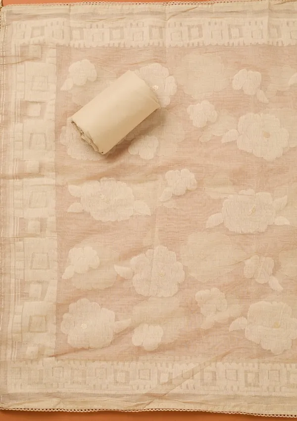 Cream_Threadwork_Cotton_Unstitched_Salwar_Suit