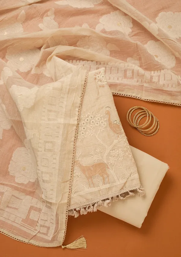 Cream_Threadwork_Cotton_Unstitched_Salwar_Suit