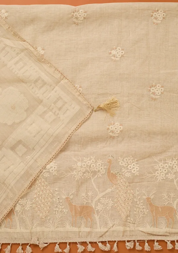Cream_Threadwork_Cotton_Unstitched_Salwar_Suit