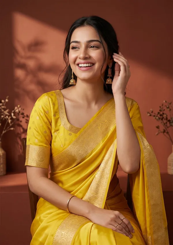 Yellow_Banarasi_Art_Silk_Saree