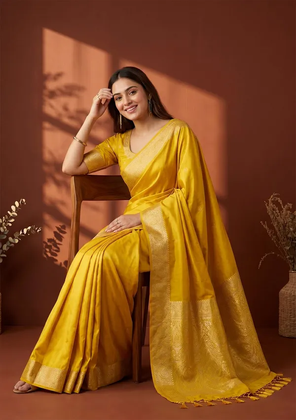 Yellow_Banarasi_Art_Silk_Saree