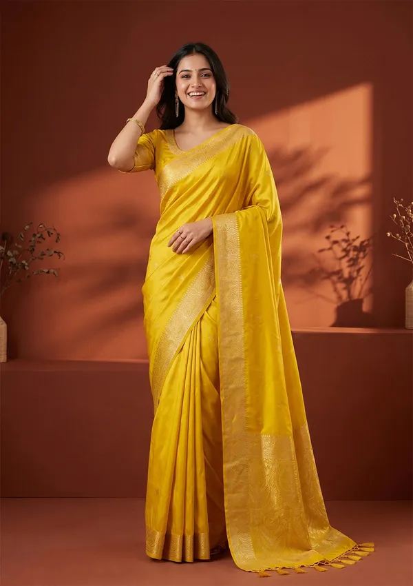 Yellow_Banarasi_Art_Silk_Saree