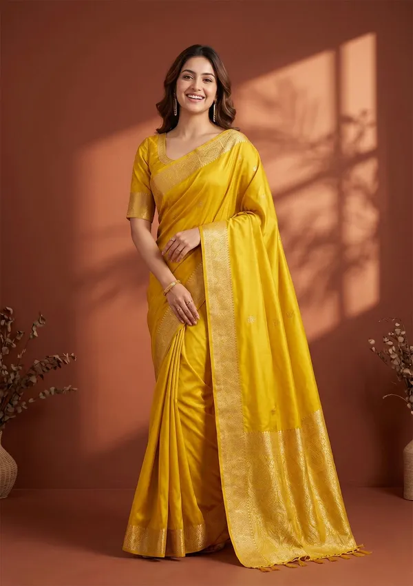 Yellow_Banarasi_Art_Silk_Saree