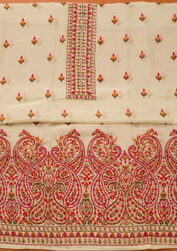Cream_Threadwork_Crepe_Unstitched_Salwar_Suit