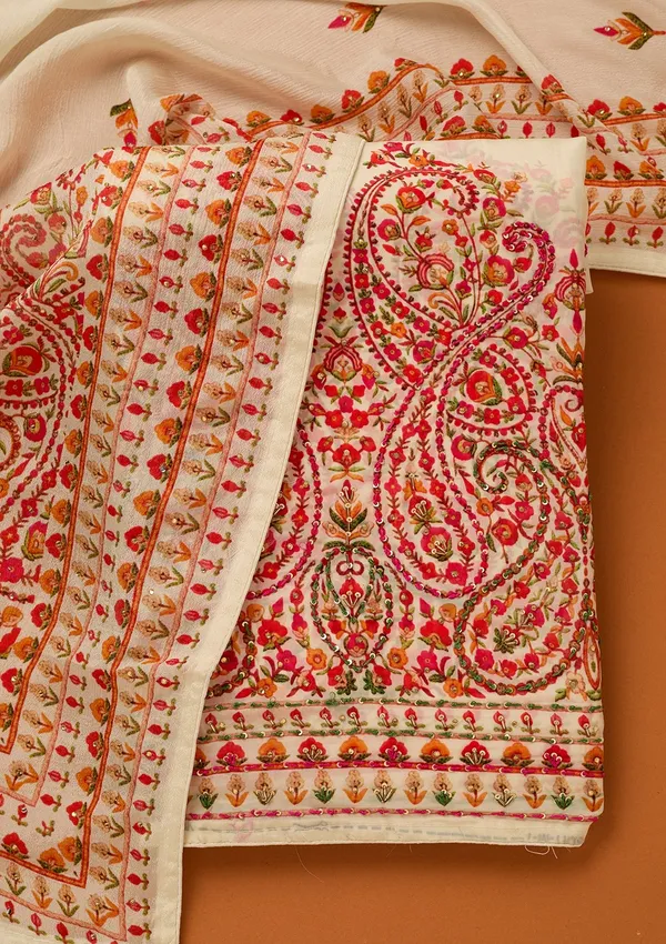 Cream_Threadwork_Crepe_Unstitched_Salwar_Suit